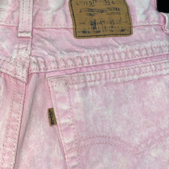 90s Pink Acid Wash Levi's High Waist 573s Pinup Jeans Relaxed Fit Tapered Leg - Picture 2 of 16